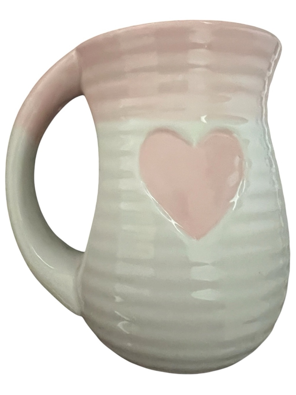 Large Pink Heart Ceramic Cute Chic Farmhouse Style Dining Kitchen Mug